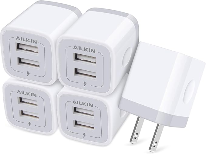 USB Wall Plug Multi USBA AC Power Charger Adapter USB-A Block Cube iPhone | iPad Samsung Google Pixel LG Camera Phones &amp Tablets Charge Multiple USB Plug Station Base