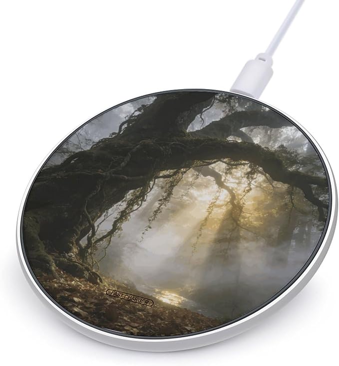 Misty Forest Wireless Charger Portable 10W Fast Wireless Charging Pad Compatible with Phone Ultra-Thin Charging Station Lightweight Charger Mat for Travel Home Office Desk