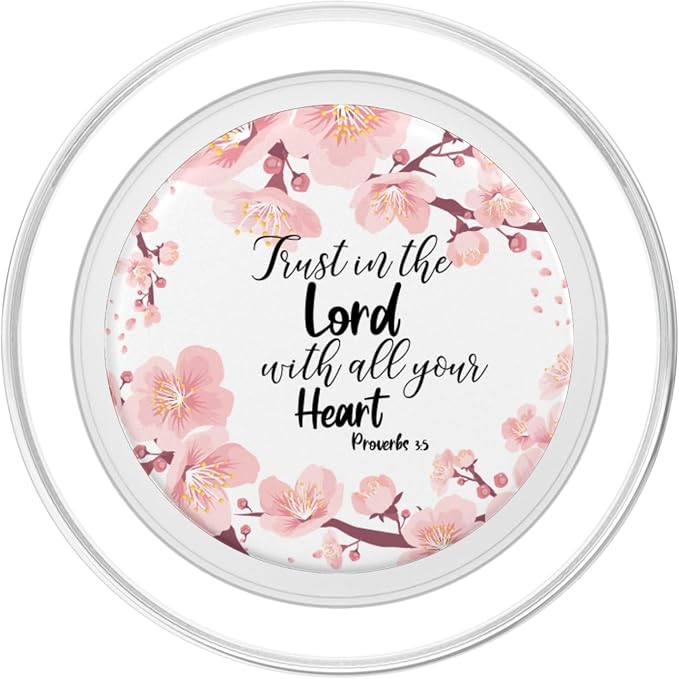 Christian Bible Verse Proverbs 3:5 White Pink Floral Gift PopSockets Adhesive PopGrip
