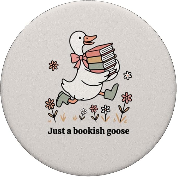 Funny Goose with Books Cute Bookworm Reader PopSockets Adhesive PopGrip