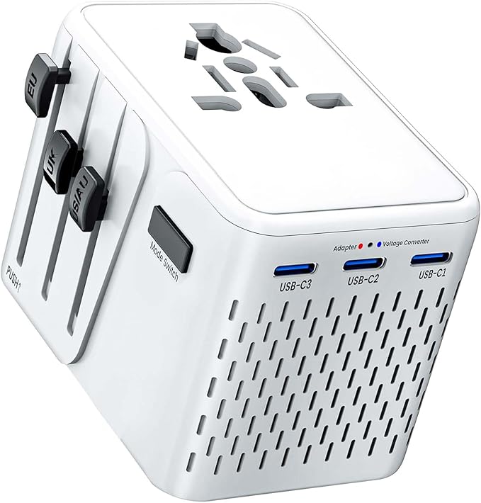 Travelconverter Adapter Voltage Converter That Steps Down 230 Volts to 120 Volts for use in Over 200 Countries,Including The U.S., U.K., Europe, and Australia(White)