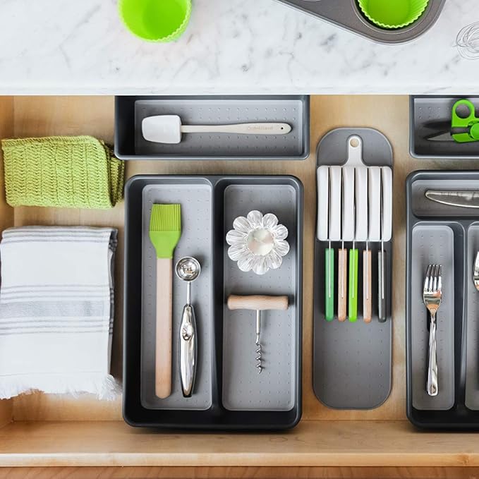 madesmart Classic In Drawer Knife Mat, 5 Knives, White