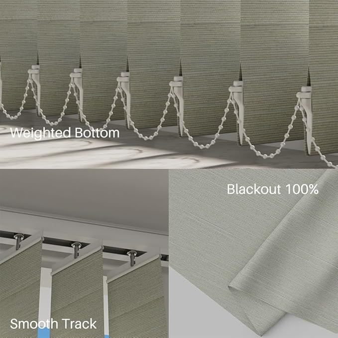 Blindify Motorized Vertical Blinds, Blackout Sliding Door Shades Vertical Shades Remote Control Customize, Beige