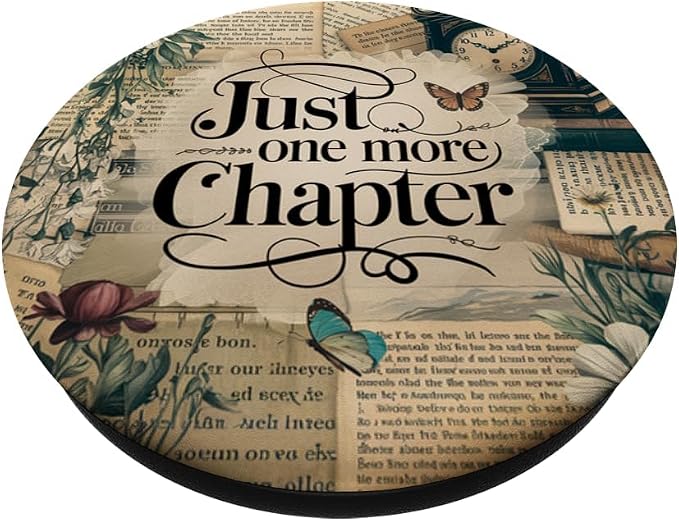 Just One More Chapter Bookish Book Reading Vintage Flower PopSockets Adhesive PopGrip