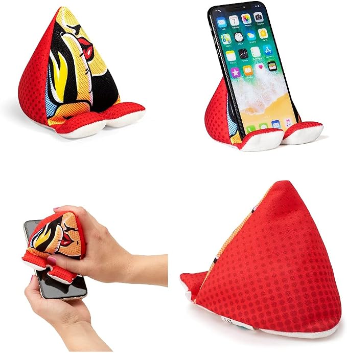 Plusheez Mobile Phone Holder | 2 in 1 Phone Stand with Micro Fibre Wipe | Screen Cleaner | Universal Phone Stand for Kids Children Adults | eReader/Kindle/Smartphone/Small Tablet Compatible (Bird)