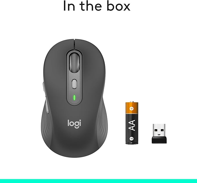 Logitech Signature Plus M750 L Wireless Mouse - for Large Hands, SmartWheel, Bluetooth, Multi Device, 24-Month Battery, Silent Clicks, Customizable Side Buttons, Contoured Shape - Graphite
