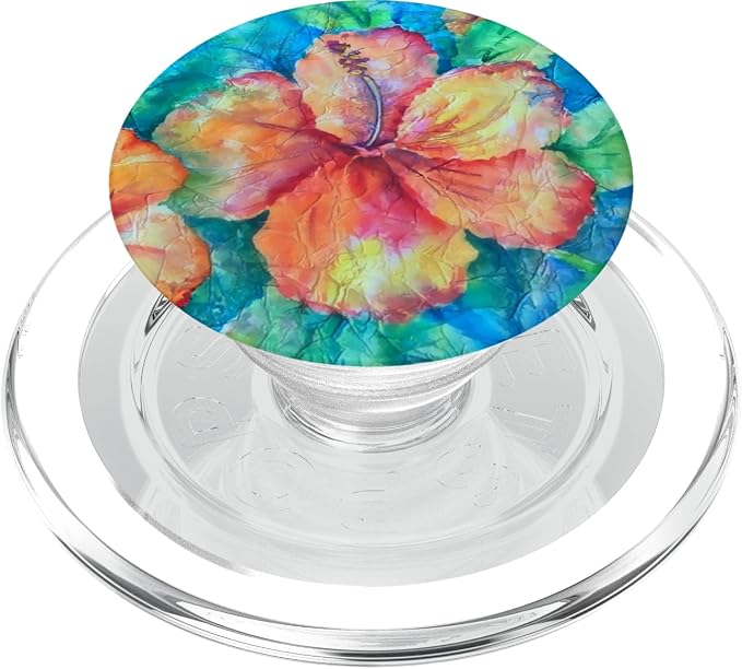 Cute Floral Hibiscus Watercolor Flower Hawaii Jungle Exotic PopSockets Adhesive PopGrip