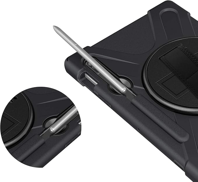 KIQ Shield Series for Samsung Galaxy Tab S7 FE Case Galaxy Tab S8 Plus Case Heavy Duty Shockproof Case w/S Pen Holder for Samsung Tab S7 fe 5G case 12.4 Inch 2020 SM T970 X800 T730 - Black
