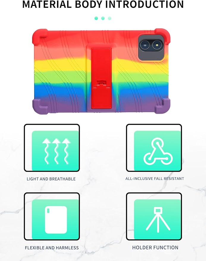 Case for Zuleisy E8A Android 15 Tablet 8.7 inch，WUNIAK Shock Proof Lightweight Stand Rubber Shell Protective CoverKids Friendly Soft Silicone Adjustable Stand CoverBlack