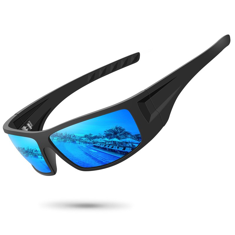 Ofwin Polarized Sports Sunglasses for Men Women Unbreakable Frame Cycling Fishing Wrap Around Sunglasses UV400 Protection Gray Silver Frame/Green Mirror Lens