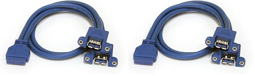 StarTech 2-Port Panel Mount USB 5Gbps A Female Slot Plate (USB3SPNLAFHD) | Two USB-A female panel ports to motherboard header Cable With screws Secured with screws