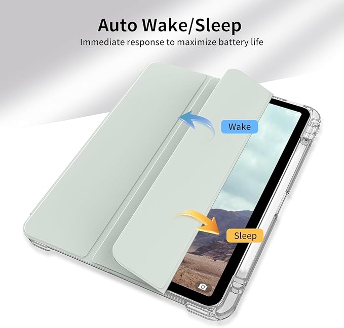 Hybrid Case for iPad Pro 11 Inch 4th/3rd/2nd Generation (2022/2021/2020) with Pencil Holder 2 in 1 Detachable Cover with Clear Transparent Back Shell Support 2nd Gen Pencil Charging Black