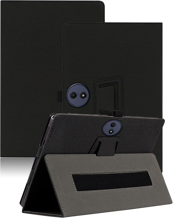 Case for TCL Tab A1 Plus 12.2 inch TCL Tab A1 Plus Tablet Case Folding Stand Protective Cover with Pencil Holder and Wrist Strap Full Protection. (Black)