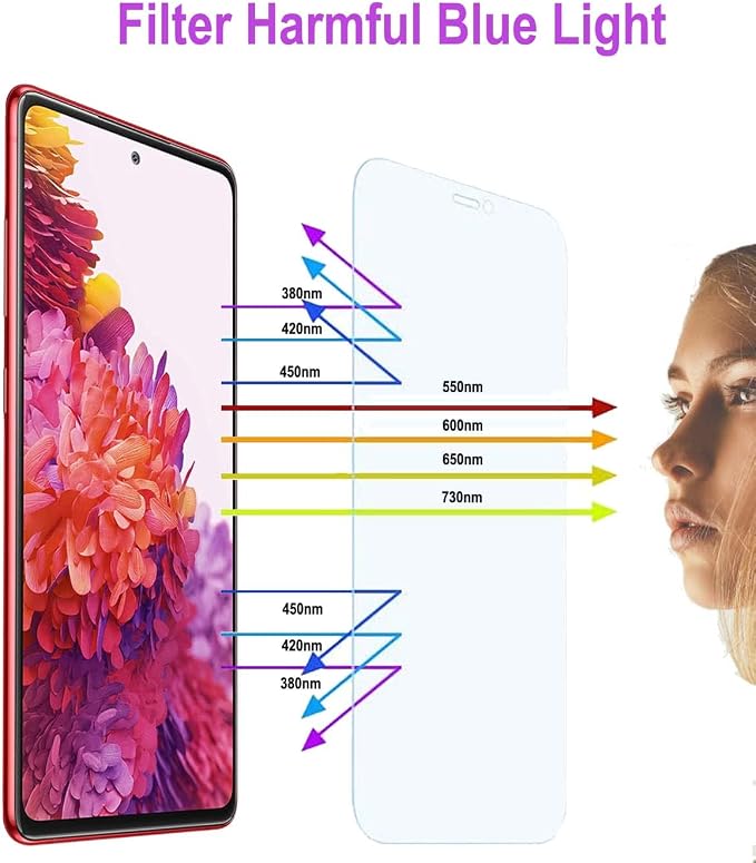 3 pack Anti Blue Light Tempered Glass Screen Protector Compatible with Samsung Galaxy S20 FE.Eye Protection Tempered Glass FilmNo Bubbles9H Hardness HD Blue Light Blocking Screen Protective Film