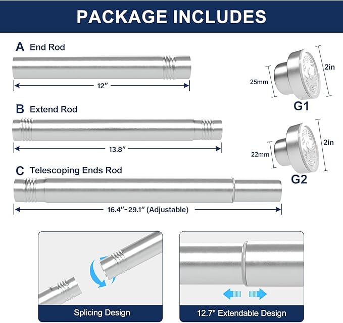 No Drilling Closet Rod, 27.5-39 Inches Hanging Closet Rod for Clothes, Closet Bar & Pole Heavy-duty, Closet Rods for Hanging Clothes For Closet Wardrobes Bathroom Laundry RV Curtains,Nickel