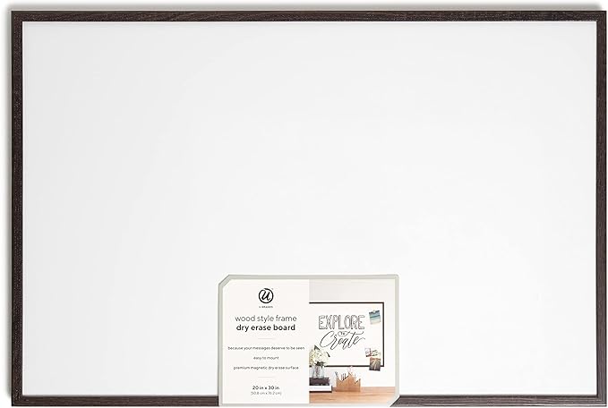 U Brands Magnetic Dry Erase Board White Board, 20" x 30" Inches, Black Wood Frame (3880U00-01)