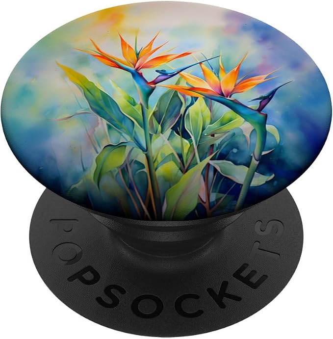 Bird of Paradise Flower Watercolor PopSockets Adhesive PopGrip