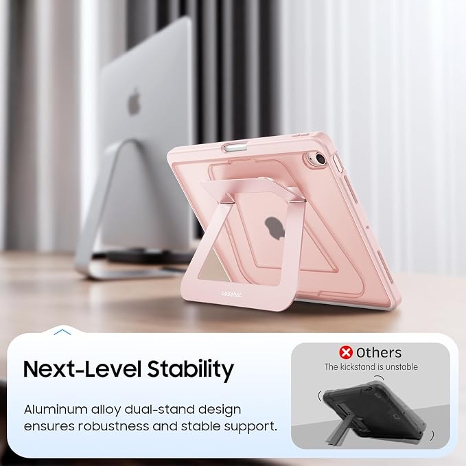 Fintie Shockproof Case for iPad Air 11-inch &amp iPad Air 5th/4th Gen 10.9 in | Slim Frosted Hard Back Cover Multi-Angle Viewing Built-in Kickstand &amp Pencil Holder Anti-Scratch Black