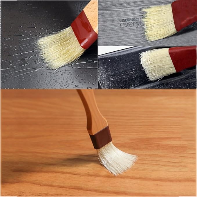 MSART Pastry Brush - Natural Boar Bristle Wooden Food Basting Brush, 1 Inch