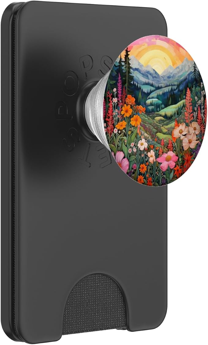 Mountains Landscape With Trees And Flowers Floral Nature PopSockets Adhesive PopGrip