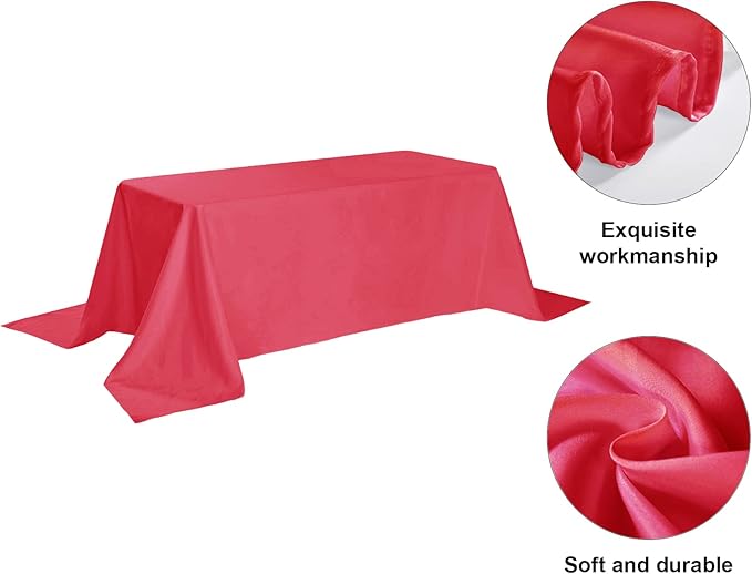6 Pack Red Tablecloth 90 x 132 Inch Table Cloth for 6 Foot Rectangle Tables, Wrinkle Resistant Washable Polyester Fabric Table Covers for Party, Wedding,Dining,and Banquet