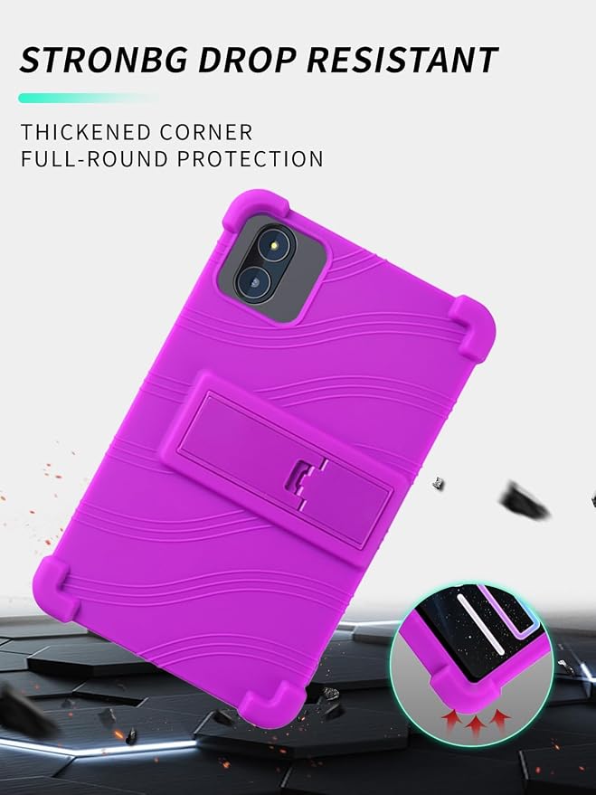 Case for Zuleisy E8A Android 15 Tablet 8.7 inch，WUNIAK Shock Proof Lightweight Stand Rubber Shell Protective CoverKids Friendly Soft Silicone Adjustable Stand CoverBlack