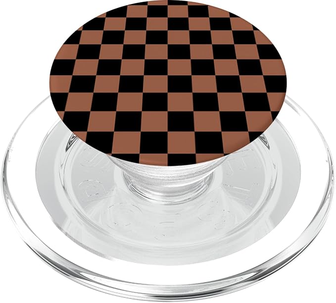 Brown and Black Checker Checkers Checkered Prüfer PopSockets Adhesive PopGrip