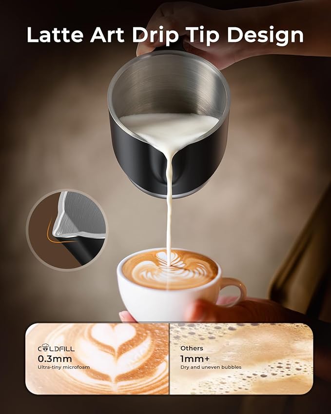 COLDFILL Milk Frother and Steamer, Electric Milk Frother for Coffee, 13.5oz/400mL Large Capacity Automatic Warm and Cold Foam Maker