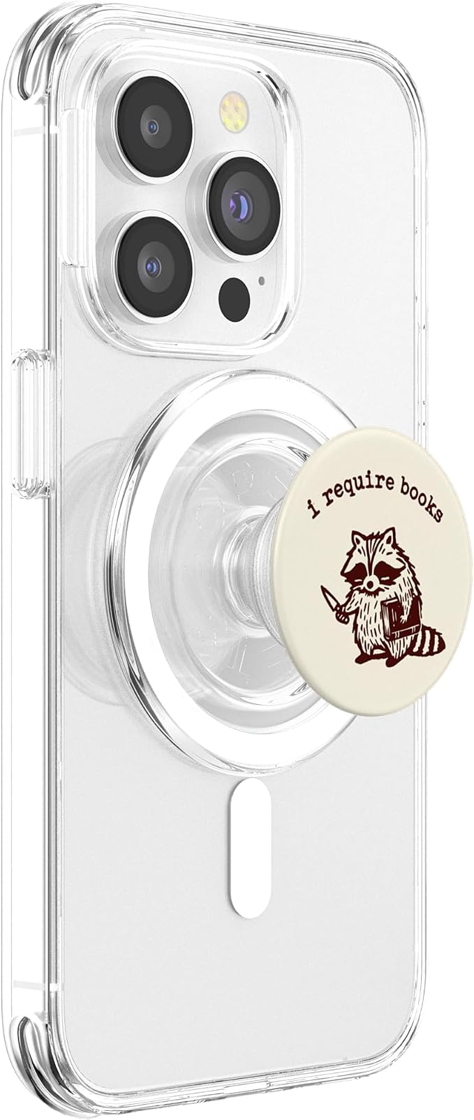 I Require Books Book Lover Bookish Librarian Reading Raccoon PopSockets Adhesive PopGrip