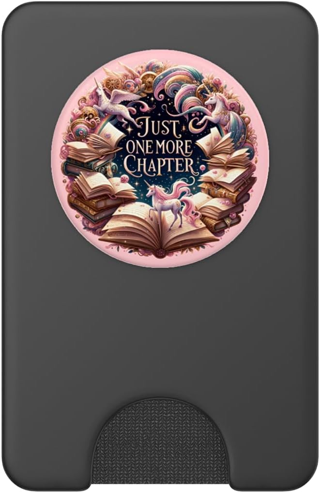 Just One More Chapter Bookish Unicorn Lover Girls Pink PopSockets Adhesive PopGrip