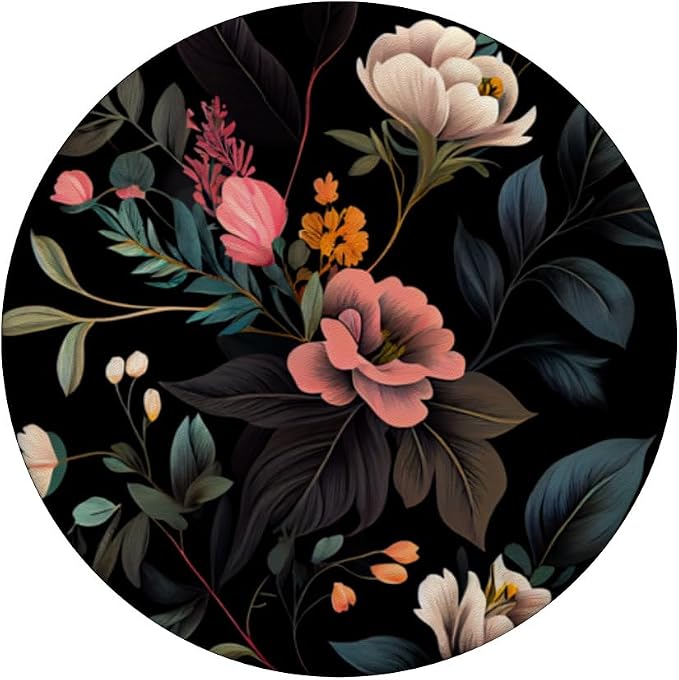 Floral Botanical Pattern Black PopSockets Adhesive PopGrip