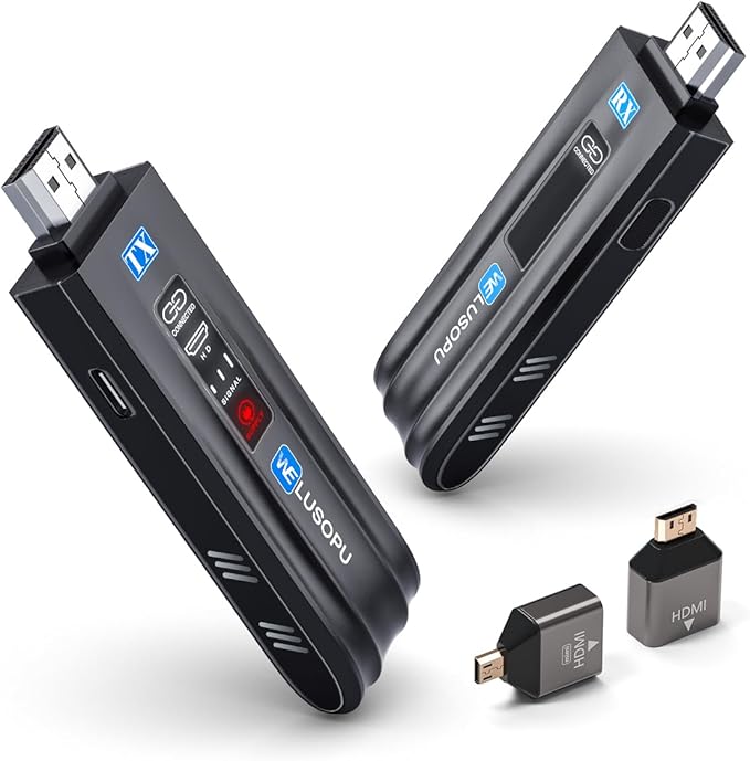 WELUSOPU 2026 Upgraded Wireless HDMI Transmitter and Receiver, HDMI Wireless Extender 4K Decode Input 1080P Output, 2.4/5G, for Laptop PC TV Box to TV Monitor Projector for Home Church Office, 328FT