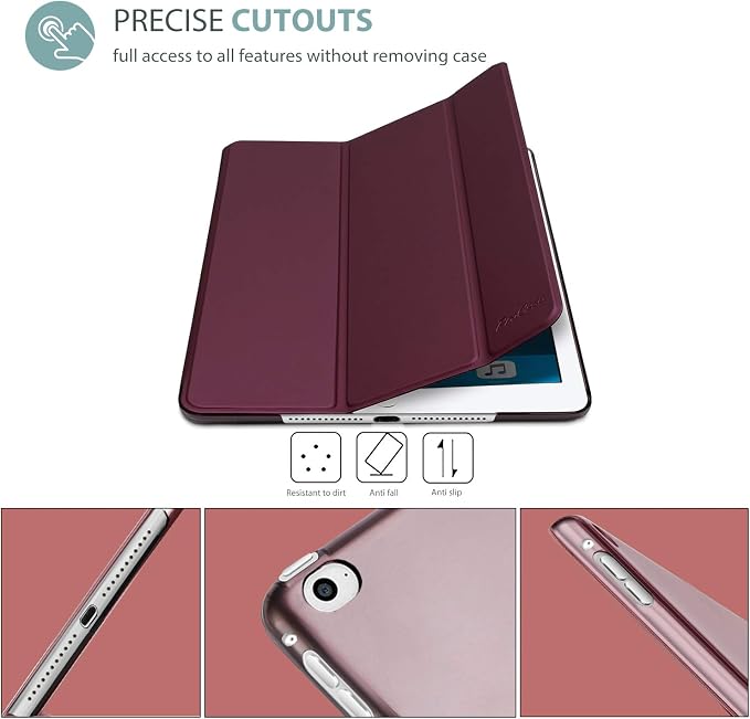 ProCase Slim Stand Case for iPad Air 2nd Gen 2014 Black | Fits Models A1566 / A1567 Ultra Slim Lightweight Protective Shell Translucent Frosted Back