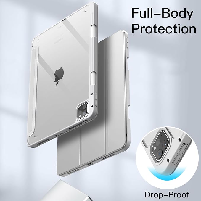 JETech Case Cover for iPad Pro 11 4/3/2/1 Black | For 2022/2021/2020/2018 Model Clear Back Pencil Holder Slim Shockproof Tri-Fold Stand Auto Wake/Sleep