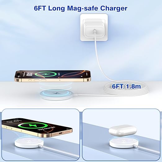 Magnetic Wireless Charger for iPhone 17 16 15 10FT Fast Phone Charging Pad | with USB C Wall Charger Fast Block For iPhone 17 Pro Max/17/iPhone 16 Pro Max/15/Plus/Pro/14/13/12 SeriesAirPods 4/3/2/Pr