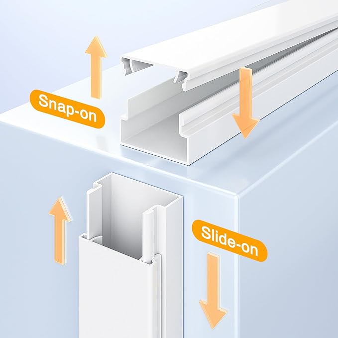 Delamu Cord Hider, 315in Wire Covers for 2-3 Cords on Wall, Premium Cable Hider Cord Covers for Wires on Wall, Cable Management Wire Hiders for TV, Cable Raceway Kit, L15.7X W0.95x H0.55in, White