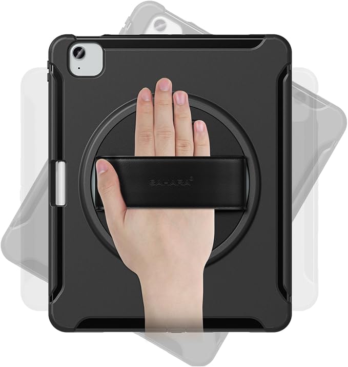 Sahara for iPad Air 11-inch (M4 / M3 / M2) Case - Heavy-Duty Protective Cover with Screen Protector Kickstand &amp Rotating Hand Strap Raider Series