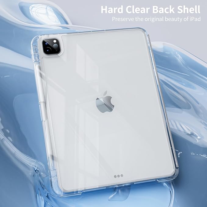 Case for iPad Air 13 Inch Case M4/M3/M2 (2026/2025/2024) Pro 12.9 Inch (6th/5th Gen 2022/2021) 2 in 1 Detachable Cover with Clear Hard Back Supports Touch ID Auto Wake/Sleep Black