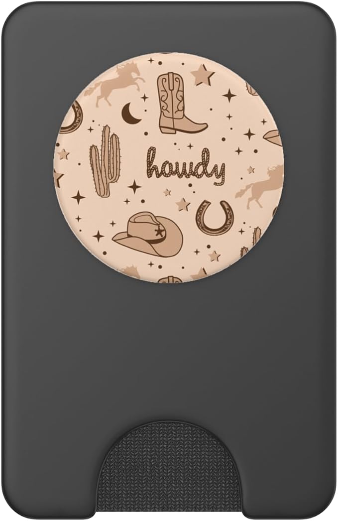 Pastel Cowboy Hat and Boot Pattern Brown Cowgirl Aesthetic PopSockets Adhesive PopGrip
