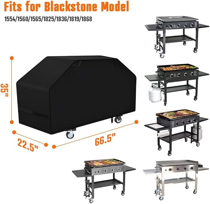 iCOVER 36 inch Griddle Cover for Blackstone, 600D Heavy Duty Waterproof Canvas Flat Top Gas Grill Covers for 36" Grills 1554 1825 for Weber 36” Griddles Camp Chef 600 with Support Pole