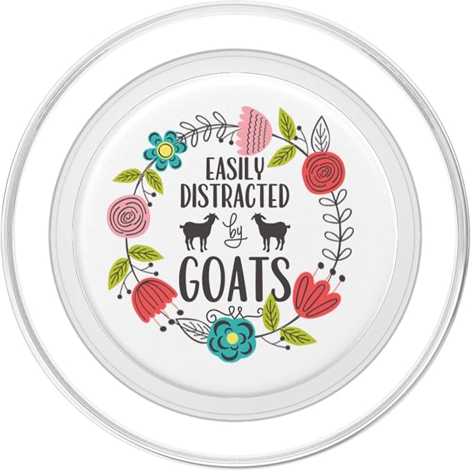 Cute Easily Distracted By Goats Spring Floral Wreath White PopSockets Adhesive PopGrip