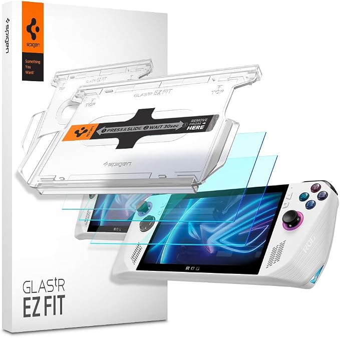 Spigen GlasTR EZ FIT Screen Protector Tempered Glass for ROG Ally [2 Pack] | 9H+ Tempered Glass Auto align tray 100% clarity Original touch Scratch Resistant 7  Case-friendly