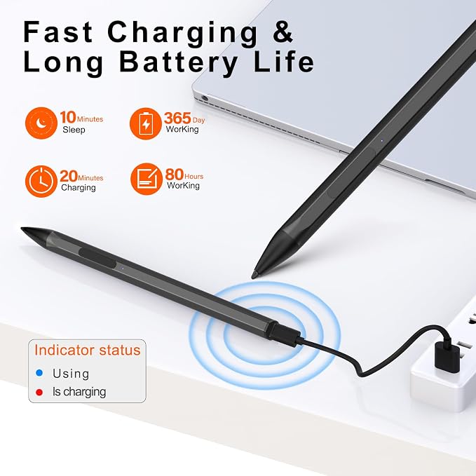 ASUS Stylus Pen for Transformer/Vivobook Flip/Notebook Touchscreen Laptop/Tablet - Rechargeable 4096 Pressure Sensitivity Microsoft MPP Protocol Black