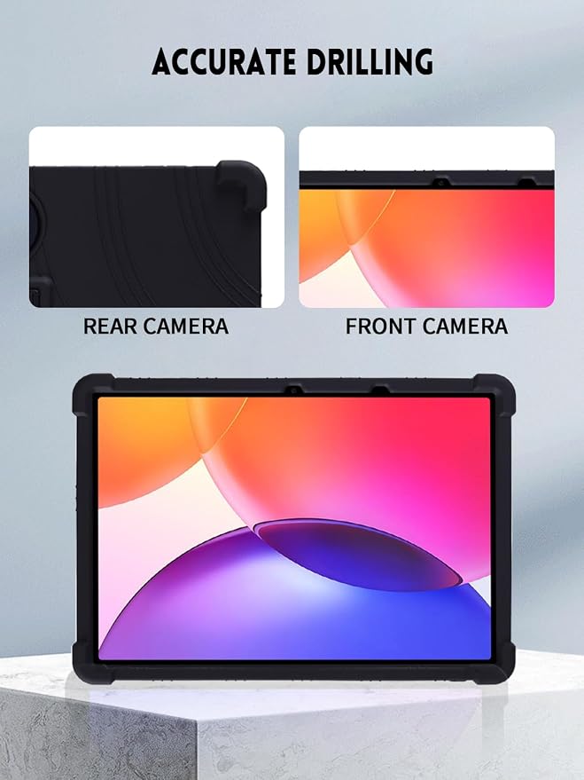 Case for TCL TAB A1 Plus Android Tablet 12.2 Inch (Dark Black) | (Model 9445X) Soft Silicone Kids Friendly Protective Cover with Adjustable Stand Drop-Proof