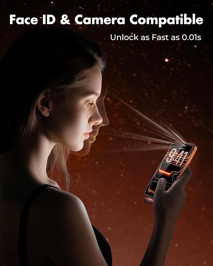 UNBREAKcable 4-Pack iPhone 15 Screen Protector 9H Hardness | 9H tempered glass | 99.99% HD clarity | Double Shatterproof|alignment frame easy install | case-friendly