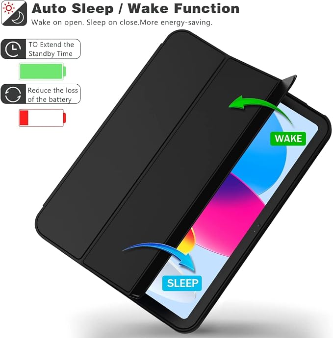 ProElite Smart Case for iPad (A16) 11th/10th Generation (2025/2022) Auto Sleep/Wake Cover Left Side Pencil Holder Soft Flexible Case Recoil Series - Black