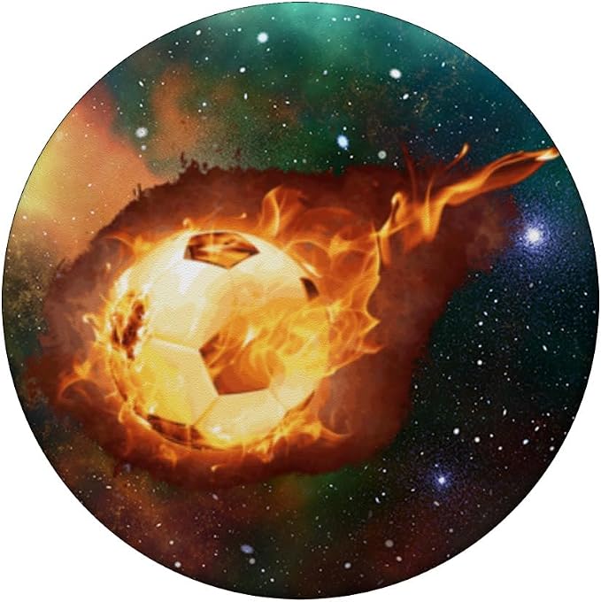 Galaxy Soccer Ball Pop Socket - Flaming Soccer Bal Futbol PopSockets Adhesive PopGrip