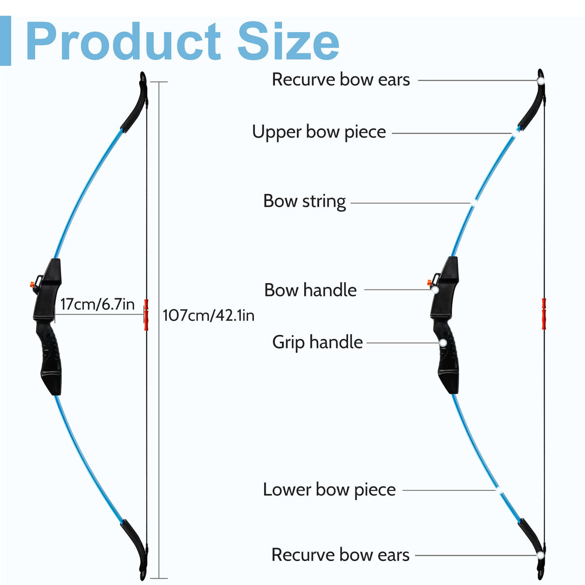 SERfawnCH 15lbs Recurve Bow and Arrow Set for Beginners, Left & Right Handed Youth Archery Kit with 12 Arrows & 6 Targets, Outdoor Practice Bow (Blue)