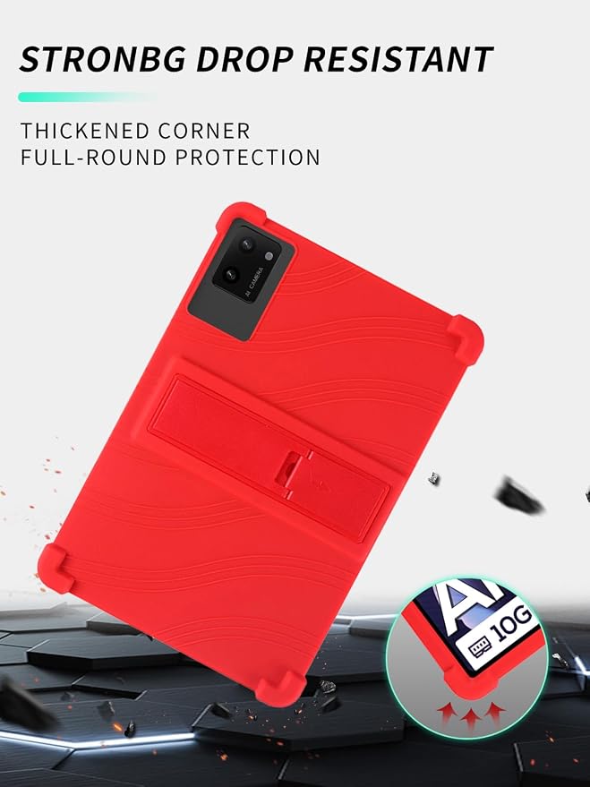 Case for DigiLand-S10 10.1 Android 14 Tablets，WUNIAK Shock Proof Lightweight Stand Rubber Shell Protective CoverKids Friendly Soft Silicone Adjustable Stand CoverBlack