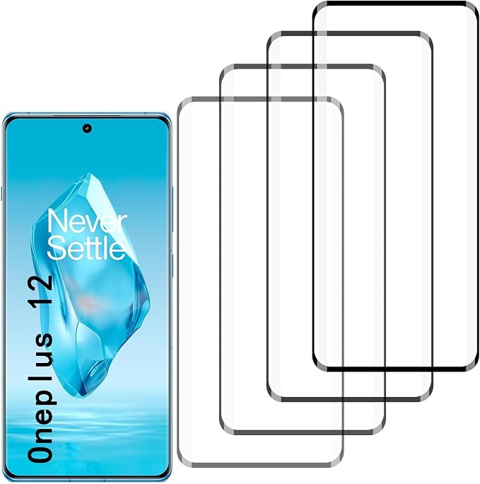 [4 Pack] Tempered Glass Screen Protector for OnePlus 12 | Tempered Glass Scratch Resistant Easy-Install Bubble Free Anti-Fingerprint